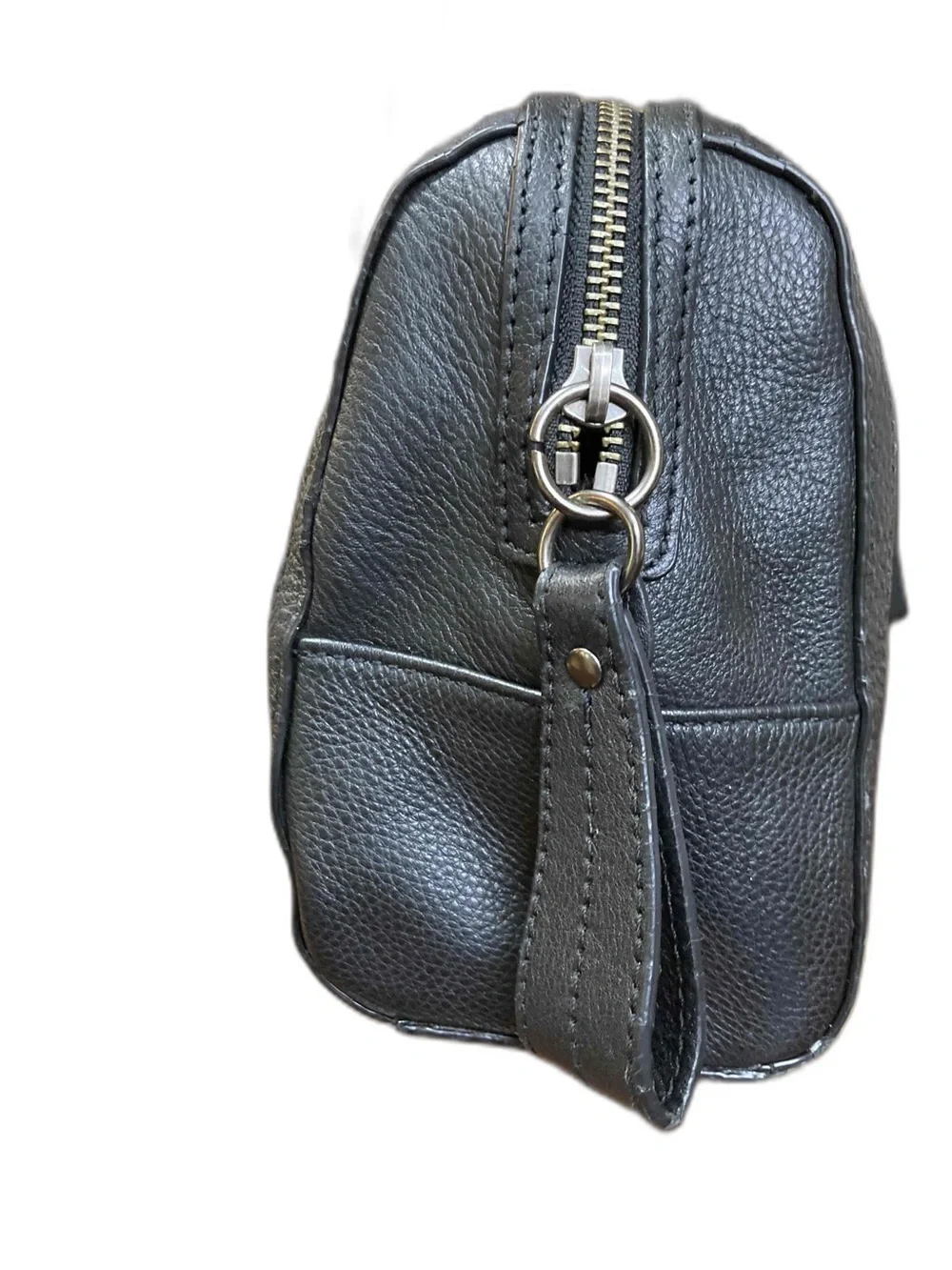 Kenneth Cole Reaction Textured Leather Front Center Zip Shoulder Bag